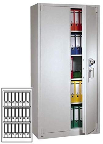 Müller Safe BS 910 Stahlbüroschrank, Mechanisches Kombinationsschloss ZKS anstatt des Doppelbartschlosses, H120xB67xT55 cm, 95 kg