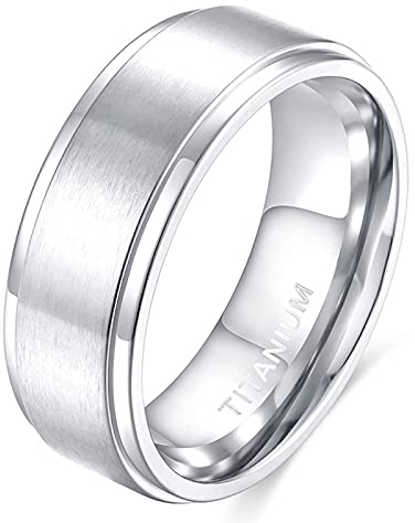 Zakk Ring Herren Damen Titan Verlobungsringe Eheringe Trauringe Silber Gebürstet 4mm 6mm 8mm(Silber-8mm, 71 (22.6))