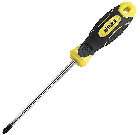 WOLFPACK LINEA PROFESIONAL - Destornillador Mango Bimaterial Phillips Nº 2 / 100 mm. Destornillador Plano, Cromo Vanadio,
