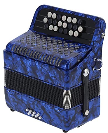 Akkordeon, Edelstahl Handpoliert Engineering ABS 22 Tasten 8 Bass Akkordeon Knopf Akkordeon für Profis für Anfänger(Navy blau)