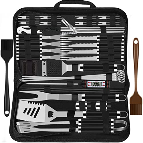 Grilliance Outil de Barbecue,38pcs Kit Barbecue Set Accessoires de Grill en Acier Inoxydable pour Hommes,Ensemble d'Ustensiles de Grill de Haute Qualité avec Sac et Tapis de Grill pour Camping Noir