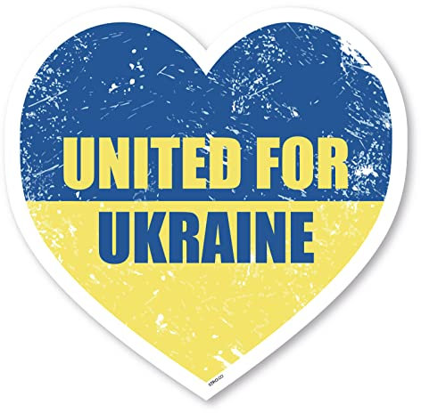 stika.co United for Ukraine Heart Design, United Against War, Fensteraufkleber, #unitedforukraine (Fensteraufkleber, statisches Vinyl, 200 mm x 200 mm)