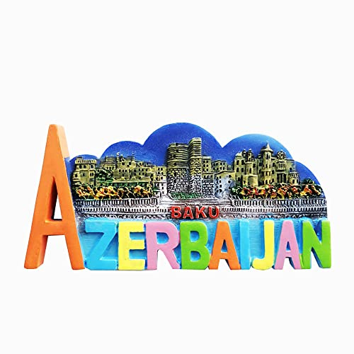 Baku Azerbajan 3D-Kühlschrankmagnet, Souvenir, Geschenk, Harz, handgefertigt, Baku Kühlschrankmagnet, Heim- und Küchendekorationskollektion