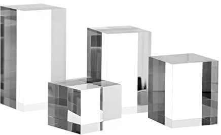 KCGANI Polished Acrylic Cube Cylinder Round Photo Props, Transparent Cube