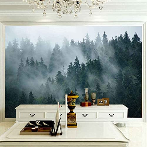 Fototapete 3D Effekt Waldgrüne Wolken Tapeten 3D Effekt Vliestapete Wohnzimmer Schlafzimmer Wandbilder Wanddeko