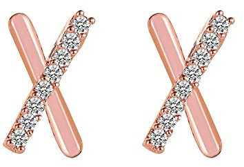 Ohrringe Regenschirm X-Buchstabe-Ohrringe für Teenager-Mädchen, minimalistische Piercing-Ohrstecker, trendige Ohrringe Ohrringe Büroklammer (Rose Gold, One Size)
