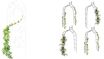 Relaxdays Grigliato da Giardino con Uccellini, in Metallo, per Piante Rampicanti, 120x40 cm, Colore Bianco & Arco da Giardino Decorazioni per Il Giardino Arco Piante Rampicanti, Verde Scuro