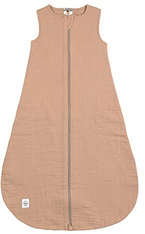 LÄSSIG Baby Sommerschlafsack ohne Ärmel Musselin Baumwolle GOTS zertifiziert/Muslin Baby Sleeping Bag GOTS maple, 50/56