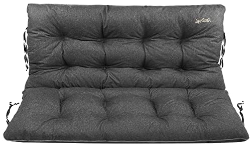 SuperKissen24. Sitzkissen Bankauflage für Gartenbank - Bankkissen Bankauflage 180x60x50 cm - Auflagen für Gartenmöbel Wetterfest - Outdoor und Indoor - Schwarz Leinen