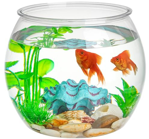 PATKAW Ciotola Per Pesci In Plastica Trasparente Piccolo Acquario Per Pesci Vasche Per Piante Acquari Vaso Vaso Ciotola Rotonda Terrario Globo Vaso Per Fiori Per Betta Pesci Rossi