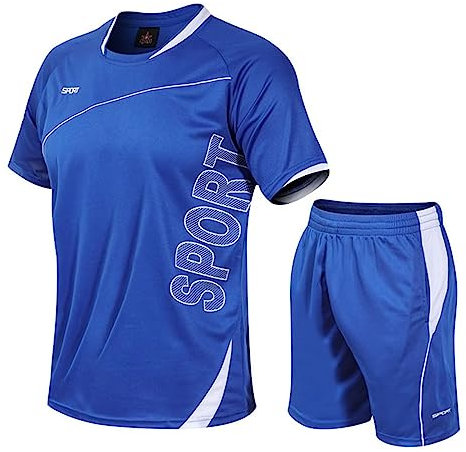 Kids Sport Shorts Sets Boys Football Training Suit Shorts and T-shirt Set School PE Tracksuit Mesh Sport Uniform Jersey Kit (Navy,4~5 Years)