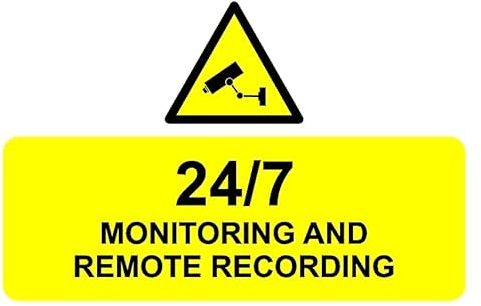 24/7 CCTV Überwachung und Aufnahme Sicherheitsschild – 1 mm flexibles Kunststoffschild (200 mm x 150 mm)