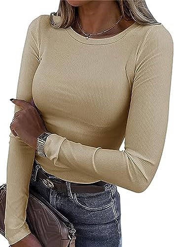 TrendiMax T-shirt à manches longues pour femme - Col rond - Extensible - Élégant - Manches longues - Haut basique