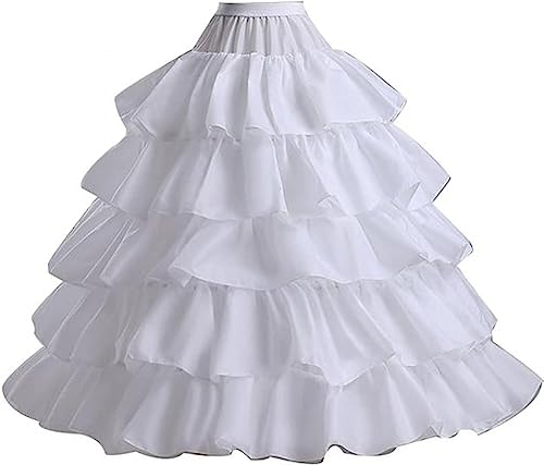 Linghe Weiß Reifrock Brautkleid Lang A-Linie Petticoat Rockabilly Barock Kleid Unterröcke für Hochzeit Ball Quinceanera Kleid (Weiß)