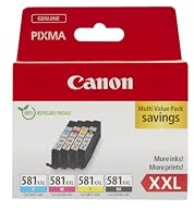 Canon Tintenpatronen - CLI-581 C M Y BK Original XXL Druckerpatronen mit hoher Reichweite 4er Pack (1 x XXL Schwarz, 1 x Cyan, 1 x Magenta, 1 x Gelb)