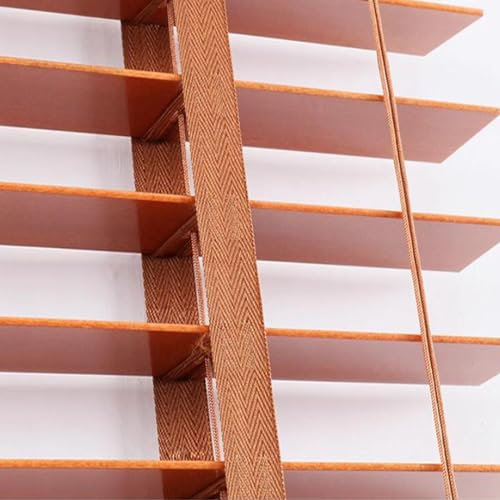 Jalousien Holz,40-150cm Horizontale Verdunkelungsvorhänge für Fenster-Jalousetten aus Echtholz Nach Maß-Wärmedämmung Sichtschutz Fensterläden,Innensonnenschutzrollo mit Bändern,WxH-60x120cm/23.5x47in
