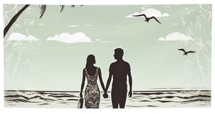 Paar Walking Ocean Banner Party Decor Hintergrund Banner Geburtstag Party Fotografie Hintergrund Dekorationen Indoor Outdoor Wanddekoration Banner Party Supplies Favors 119 x 61 cm