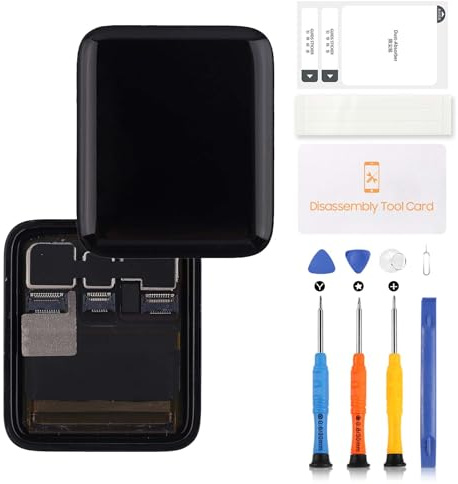 ARSSLY Kits de repuesto de pantalla para Apple Watch Series 3 GPS 3ª, pantalla LCD para reloj Serie 3 de 38 mm, pantalla táctil digitalizador con protector de pantalla (GPS 38 mm)