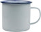 AMK® Falcon White Metal Enamel 8cm Mug Cup Retro Camping Outdoor Coffee Tea Picnic Housewares Traditional Classic Steel Blue Trim