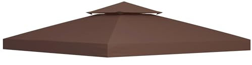 Outsunny Tetto di Ricambio per Gazebo 3x3m, Telo per Gazebo a 2 Livelli Resistente ai Raggi UV, Caffè (SOLO TELO)