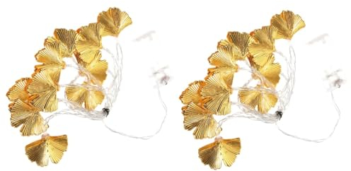 Amosfun 2 Saiten Blatt Licht Hochzeitsdeko Requisiten Metall Ginkgo Biloba