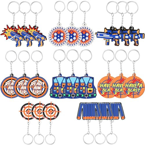 HEMYTAP 24 Stück Dartkriegs-Schlüsselanhänger, Partyzubehör, Dart-Battle-Spiele, Schlüsselanhänger für Kinder, Jungen, Mädchen, Dartkrieg, Party, Geburtstag, Dekorationen