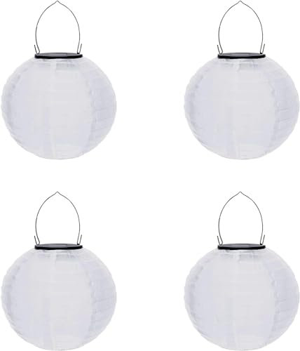 XNSHUN 4er Set Solar Außen Laterne Lampions Rund, Bunte Outdoor Lampions, Wasserdicht Hängende Gartenlaterne LED-Laterne, Für Garten, Balkon, Hochzeit, Party Deko (C)