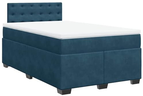 vidaXL Boxspringbett mit Matratze Dunkelblau 120x200 cm Samt