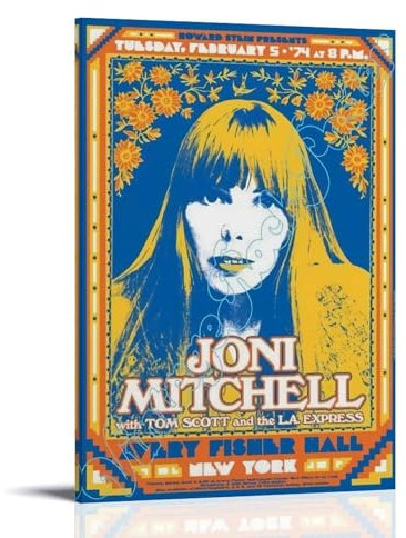 ijshndgn Joni Mitchell Poster, Vintage-Kunst, Raumdekoration, ästhetisches Poster für Schlafzimmer, Wohnzimmer, Wände, ästhetisches Poster, 50 x 75 cm, Rahmenstil