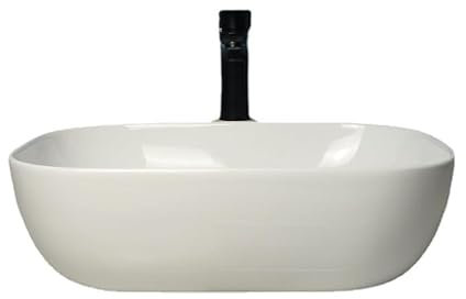 DDKYHU Lavandino da appoggio Quadrato con Angoli arrotondati, Semplice lavabo in Ceramica sopra Il Piano, lavabo da Balcone con Vasca Singola, lavabo da Esterno, lavabo da appoggio per Bagno