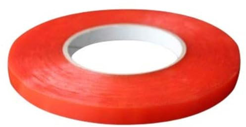 6mm Red Double Sided Adhesive Sticky Tape Easy Lift Super Strong EXTRA LONG 50m, Red double sided tape