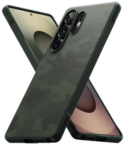 Ringke Onyx [Fester Griff] Kompatibel mit Samsung Galaxy S25 Ultra Hülle, rutschfeste Anti-Fingerabdruck Stoßfeste Kratzfeste TPU Schutzhülle mit Tarnmuster - Camo Green