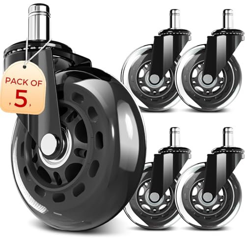 Gaming Chair Wheels,for Office Chairs, Computer Chairs,Incredibly Smooth & Quiet Rolling Casters -Safe for Hardwood Floors & Carpet - Easy Installation with Universal Fit