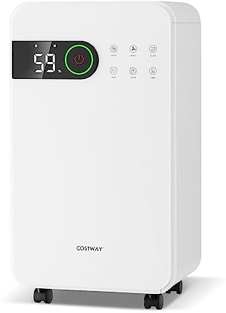 FANTASK 3 in 1 Luftentfeuchter mit LED-Anzeige und Touchscreen, 15L/Tag Innenentfeuchter in 3 Modi & 2 Geschwindigkeitsstufen, Raumgröße ca. 15m², leiser Entfeuchter für Schlafzimmer, Wohnzimmer, Büro