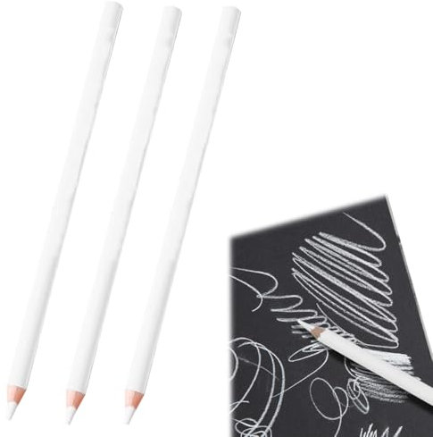 HABNI Pastellstifte 3er Set in Weiß, Weißer Kohlestift für Skizzen & Zeichnungen, Detailarbeiten, Landschaftsmalerei, Porträts