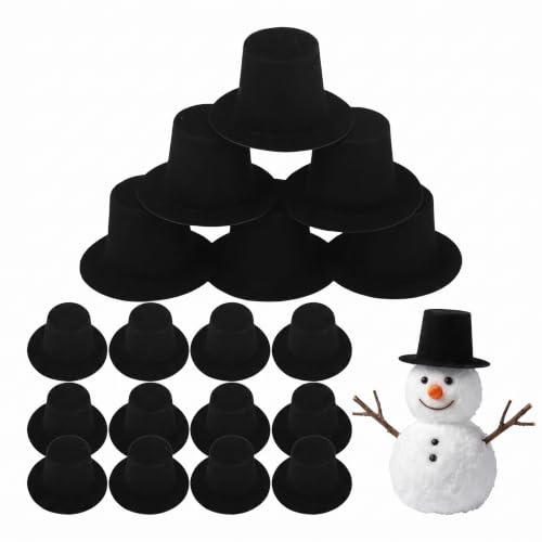 Milisten 20 Stück Mini Zylinderhüte Schwarz 4cm Schneemann Deko | Miniatur-Zylinderhüte aus Kunststoff für Schneemann-Deko, Puppenzubehör, DIY-Basteln und kreative Winterdekoration