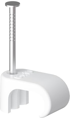 Temolink Kabelschellen, 100 Stück Nagelschellen, 6x10 mm, 304 Edelstahl, Kabelmanagement für Telefon und Ethernetkabel, Stromkabel, Rohr, Weiß
