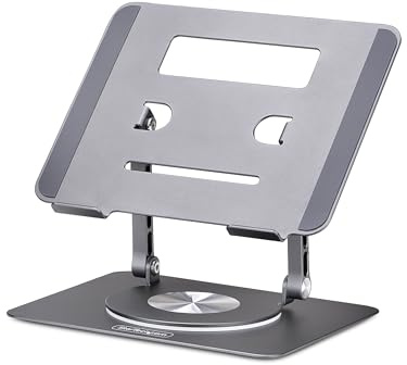 StarTech Rotating Laptop Stand, Aluminium, 360 Swivel, 5kg/11lb | Ergonomic Desk Riser for Computer, Adjustable Height/Tilt, ATFR-LAPTOP-RISER