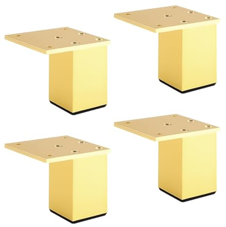 Alide Patas de Muebles Ajustables, 4 piezas, Cuadradas Para Muebles, Aleación de Aluminio Anodizado Dorado, patas Mesa, Altura Sofá, Gabinete,Cocina