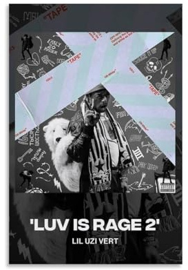 LOYANUKE Lil Uzi Vert Luv Is Rage 2 Poster Raumdekoration Gemälde Innen Ästhetik Leinwand Ölgemälde Star Film Musik Album Poster