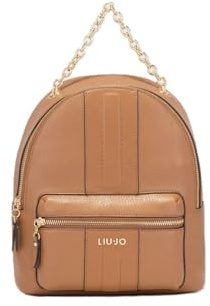 Liu Jo Rucksack Häma M Damen, Nut, Kunstleder, 24 x 31 x 15 cm, mit Kette, Außentasche mit Reißverschluss, verstellbare Schultergurte