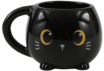 I-TOTAL - Tasse en céramique Chunky, tasse à thé ou café 410 ml (BLACK CAT)