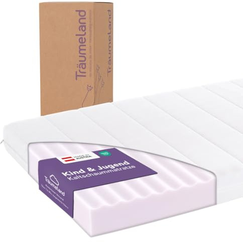 Träumeland - Matratze für Kinder & Jugendliche 140x200 cm | Duo Sleep Basic - Optimale Härtegrad - Oeko-TEX Zertifiziert & hygienisch Dank waschbarem Bezug, Weiß