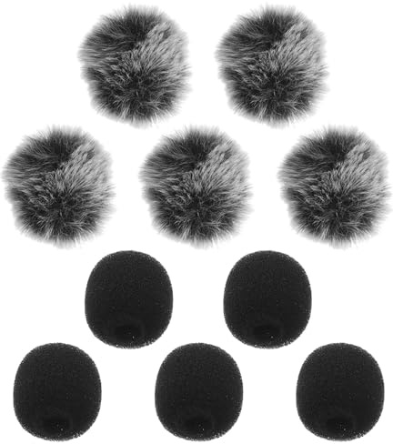 iplusmile 10 Pièces Bonnette Micro Cravate Lavalier En Mousse Et Fourrure Micro Cache Anti-Vent Pour Enregistrement Vocal Discours Chant Usage Intérieur Et Extérieur