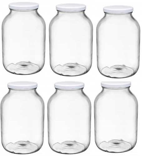 lilawelt24 6x 4L Einmachglas mit Schraubdeckel TO 100, großes Vorratsglas 4000 ml, ideal zum Einmachen, Fermentieren und Konservieren von Gurken, Sauerkraut und Trockenprodukten (6x)