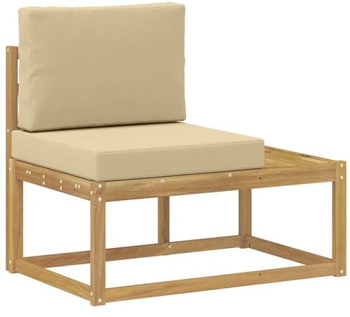 vidaXL Outdoor End Sofa Weiß 91 x 63 x 73 cm Massivholz Akazie, Moderne, wetterfeste Gartenmöbel, vielseitige Entspannung, Akazienholz, gemütliches Draußenleben