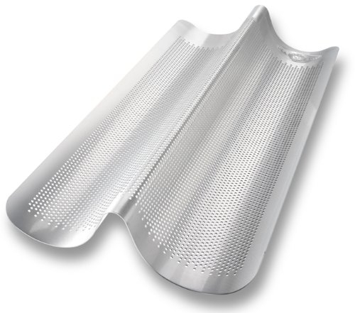 USA Pan Bakeware Aluminized Steel Perforated Italian Bread Pan, 16'' x 8'', 2-Loaf