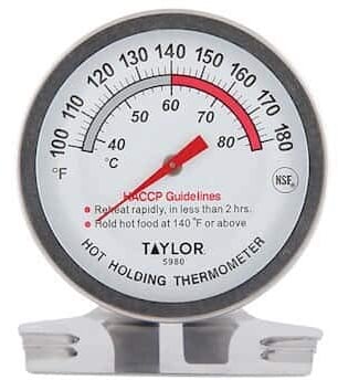 Taylor 5980N Hot Holding Thermometer, NSF Listed. Temperature Range is 100 to 180°F
