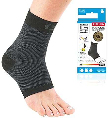 Neo-G Airflow Ankle Compression Sleeve - Sports, Daily Wear - Compression Ankle Brace, Tendonitis Support, Compression Ankle Support for Weak Ankles and Joint Pain - Airflow - M - Black