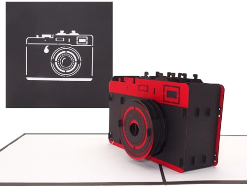 Pop Up Karte Kamera – 3D Geburtstagskarte Fotograf, Grußkarte & Glückwunschkarte für Foto Fans als Geschenk, Geschenkverpackung oder Geschenkgutschein für Fotoapparat & Digitalkamera